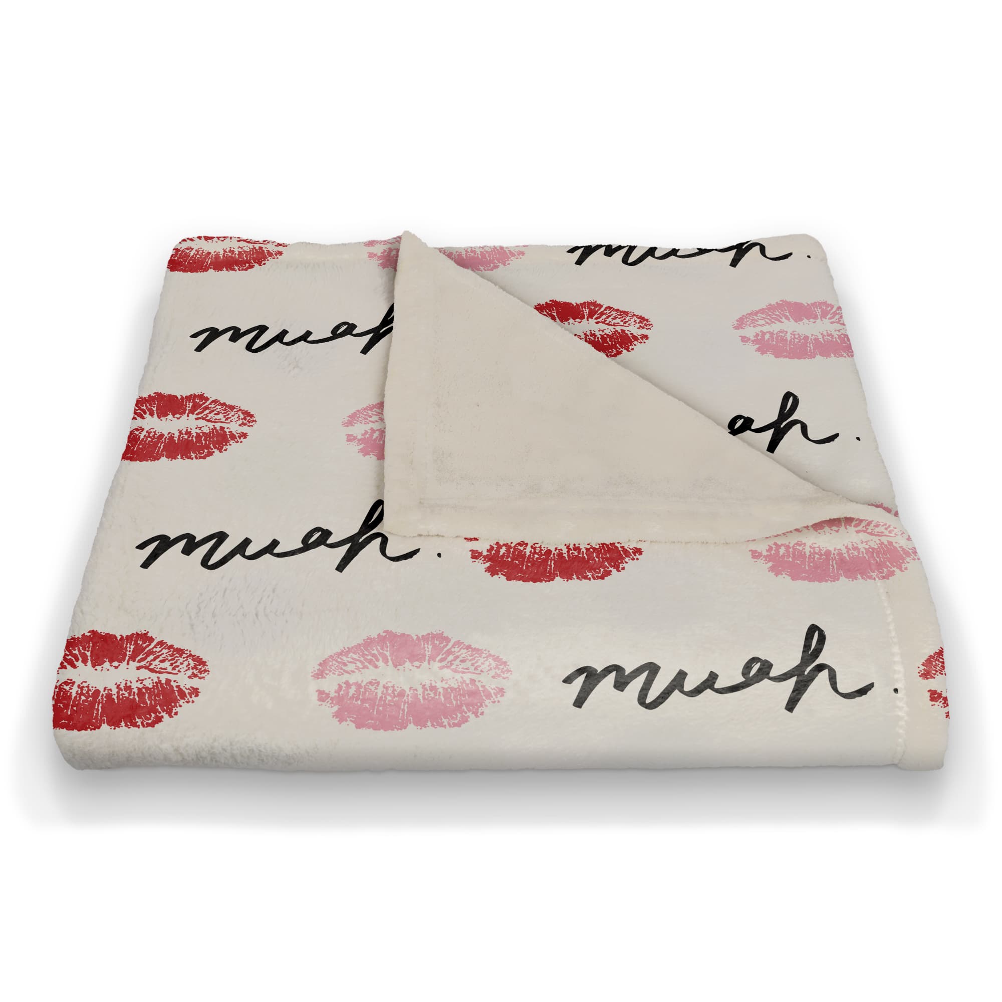 Pink & Red Lips Coral Fleece Blanket